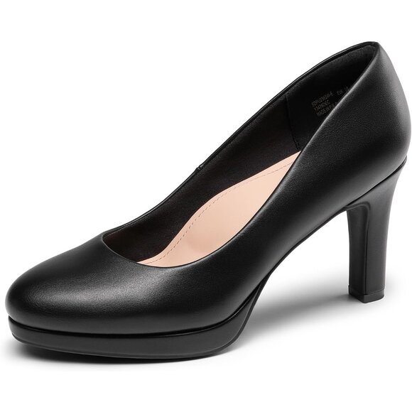 Dream Pairs Women's Black-pu Polyurethane Close Toe Low Kitten Heels Pump - Picture 1 of 7